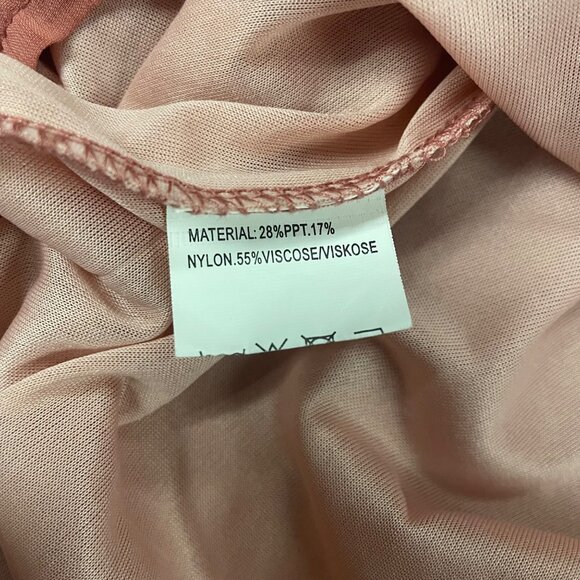 Qeral Womens Textured Dotted Top Long Sleeve Keyhole Rosewood Size Small - Picture 9 of 9